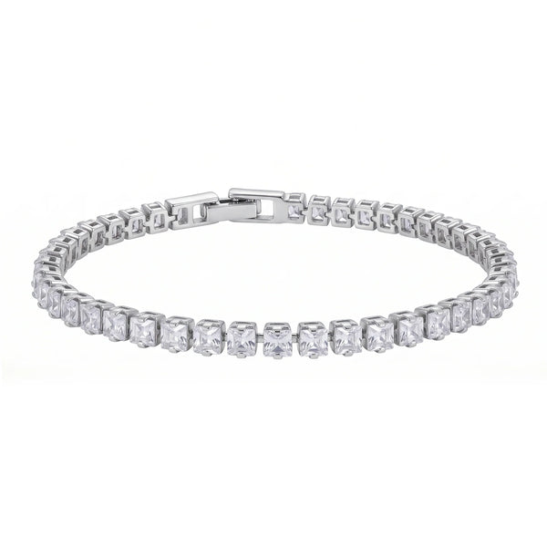 PAJURI Bracelet Anti-Tarnish Princess Crystal Tennis (Adjustable Size)