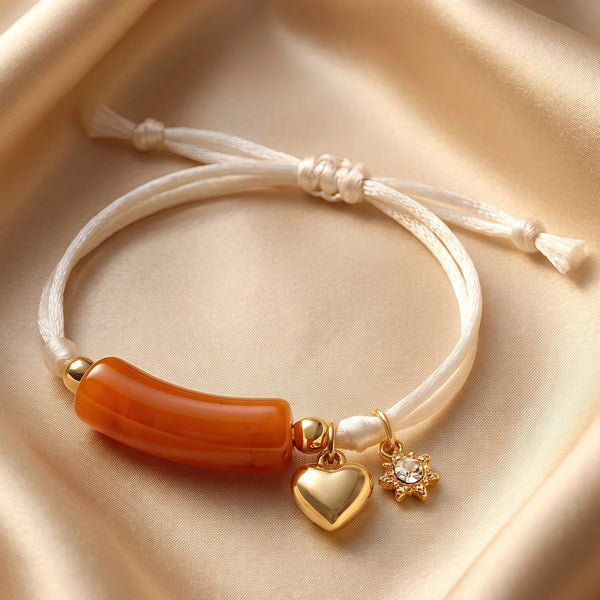 PAJURI Bracelet Anti-Tarnish Heart Charm Cord (Adjustable Size)