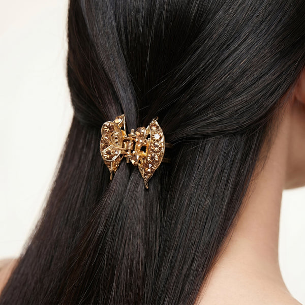 PAJURI Hair Claw Clip Anti-Tarnish Rhinestone Butterfly Wingspan