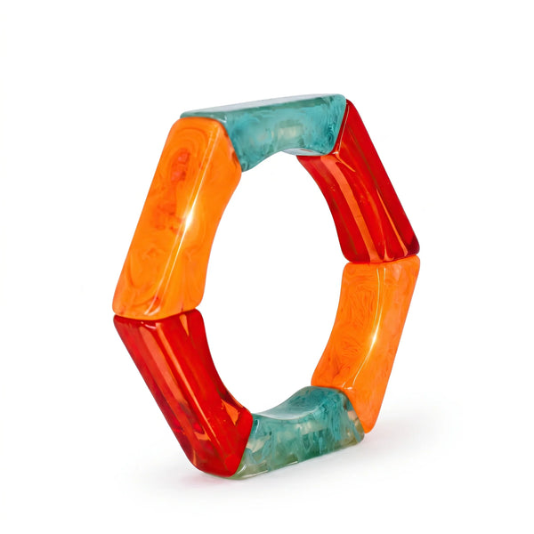 PAJURI Bracelet Anti-Tarnish Chunky Resin Block Links (Adjustable Size)