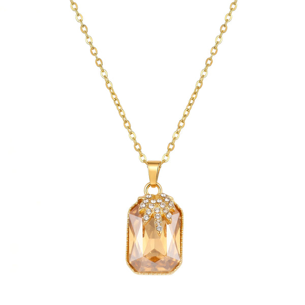 PAJURI Necklace Anti-Tarnish Champagne Rectangle Pendant