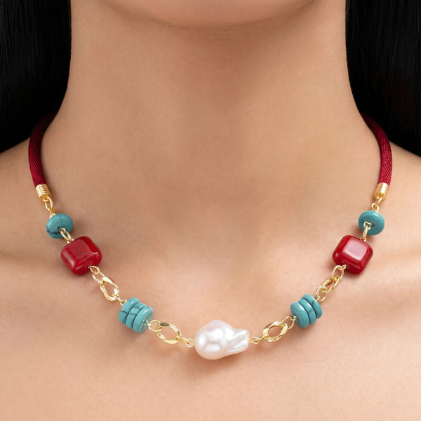 PAJURI Necklace Anti-Tarnish Baroque Pearl Charms