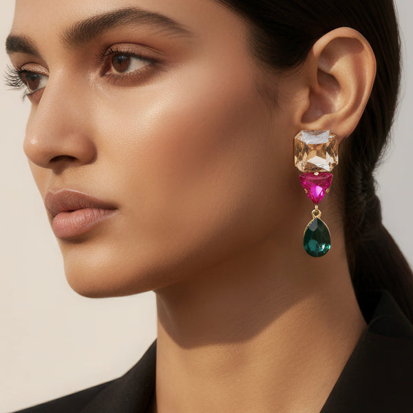PAJURI Earrings Anti-Tarnish Tri-Shape Danglers