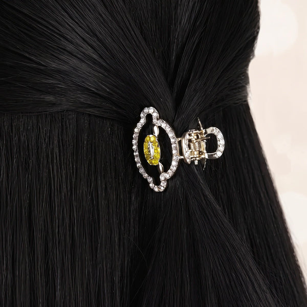 PAJURI Hair Claw Clip Anti-Tarnish Yellow And White Crystal