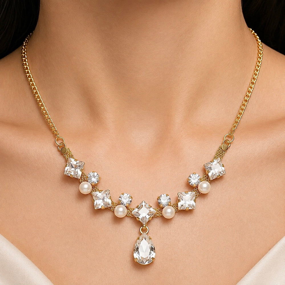 PAJURI Necklace Anti-Tarnish Crystal Pearl Statement