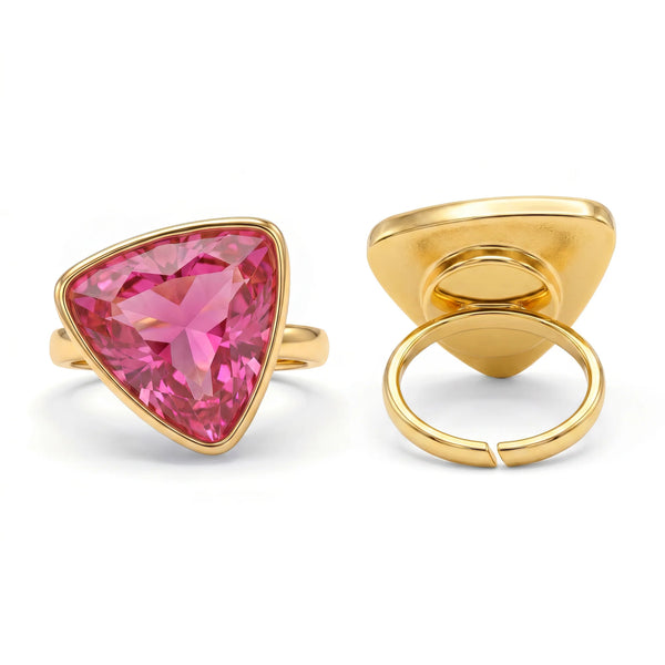 PAJURI Ring Anti-Tarnish Ruby Red Trillion (Adjustable Size)
