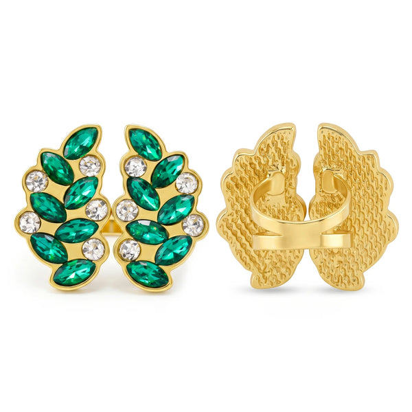 PAJURI Ring Anti-Tarnish Leafy Crystal (Adjustable Size)