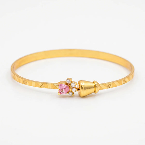PAJURI Bracelet Anti-Tarnish Heart Crystal Bangle (Adjustable Size)
