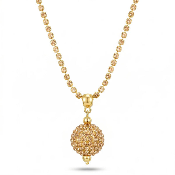 PAJURI Necklace Anti-Tarnish Rhinestone Wrapped Ball Pendant