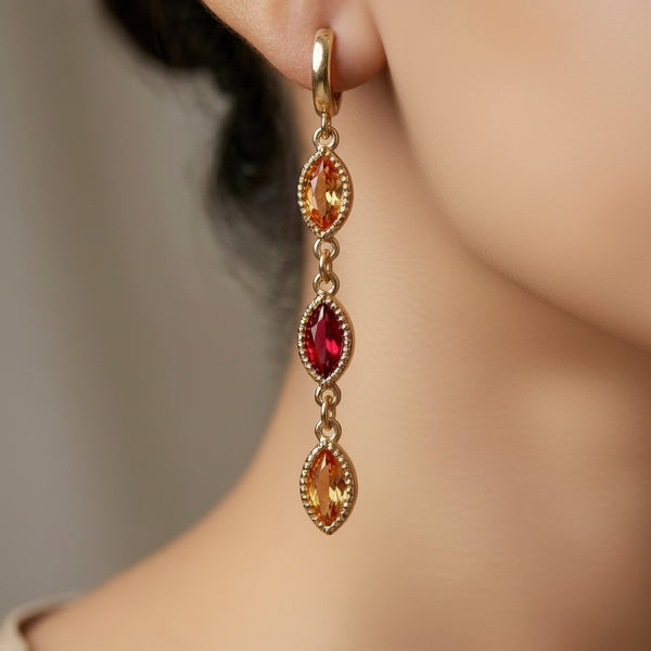 PAJURI Earrings Anti-Tarnish Marquise Crystals Danglers