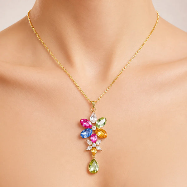 PAJURI Necklace Anti-Tarnish Multicoloured Crystals