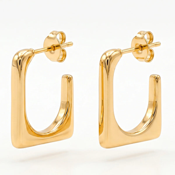 PAJURI Earrings Anti-Tarnish Open Square Mini Hoops