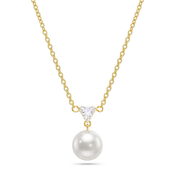 PAJURI Necklace Anti-Tarnish Trillion Crystal & Pearl Pendant