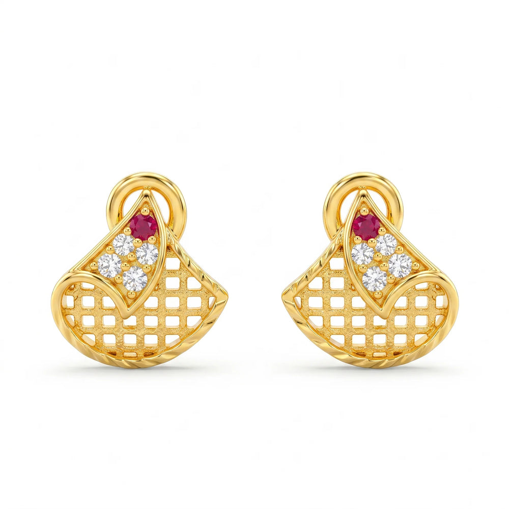 PAJURI Earrings Anti-Tarnish Fan Crystal Studs