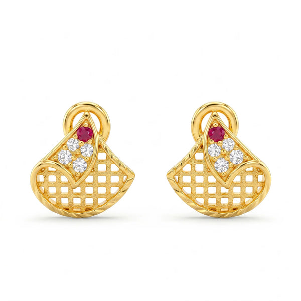 PAJURI Earrings Anti-Tarnish Fan Crystal Studs