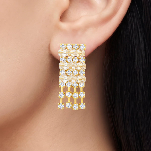 PAJURI  Earrings Anti-Tarnish Crystal Fringe Dangles