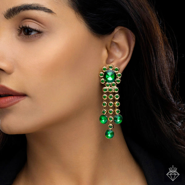 PAJURI Earrings Anti-Tarnish Crystal Flower Danglers