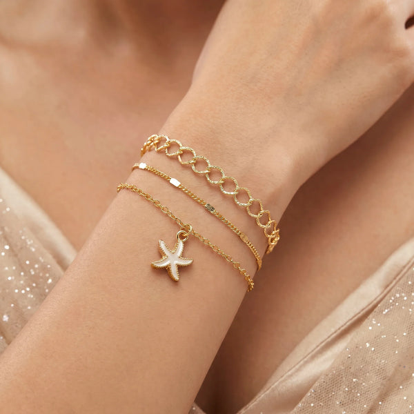 PAJURI 3 Bracelet Anti-Tarnish Layered With Starfish Pendant (Adjustable Size)