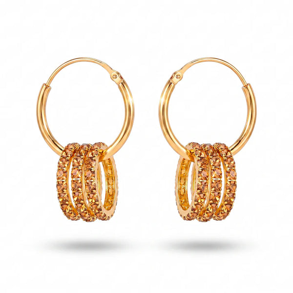 PAJURI Earrings Anti-Tarnish Topaz Crystal Hoops