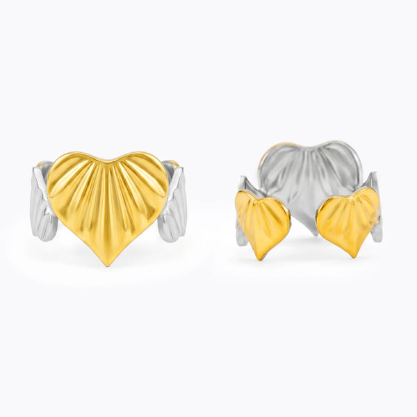 PAJURI Ring Anti-Tarnish Textured Heart (Adjustable Size)