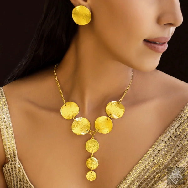 PAJURI Necklace Anti-Tarnish Golden Set With Earrings