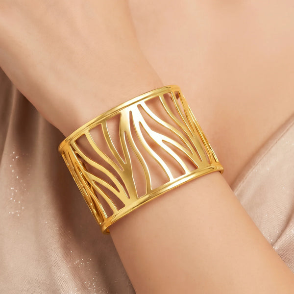 PAJURI Bracelet Anti-Tarnish Coral Branch Wide Cuff (Adjustable Size)