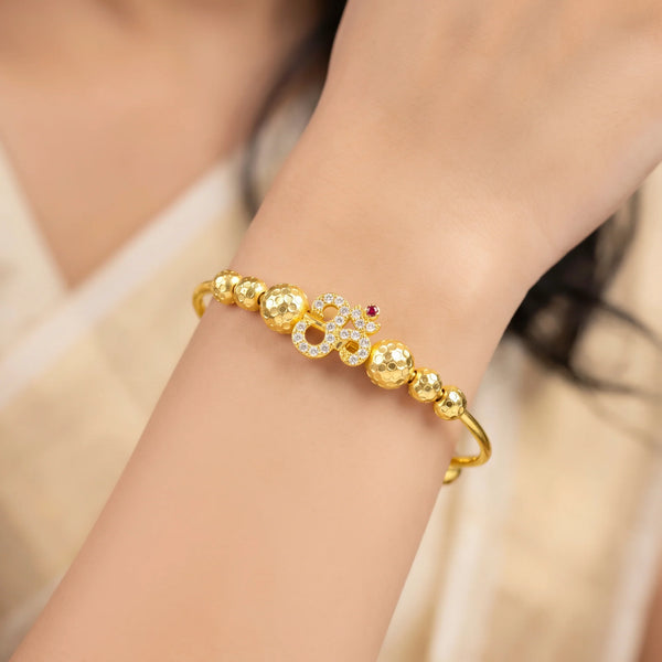 PAJURI Bracelet Anti-Tarnish Om Crystal Bangle (Adjustable Size)