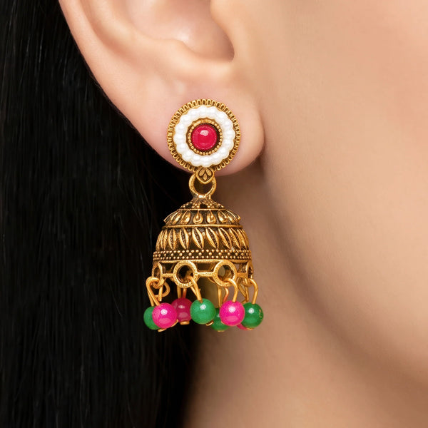 PAJURI Earrings Anti-Tarnish Antique Pearl Jhumka