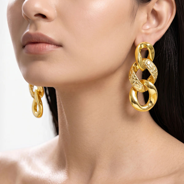 PAJURI Earrings Textured Link Dangles