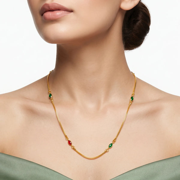 PAJURI Necklace Anti-Tarnish Marquise Stone Chain