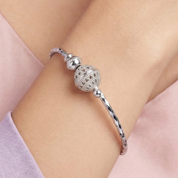 PAJURI  Bracelet Anti-Tarnish Textured Bangle Filigree Bead Design (Adjustable Size)