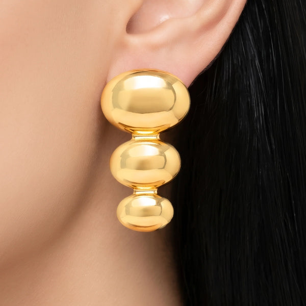 PAJURI Earrings Anti-Tarnish Tiered Oval Dangles