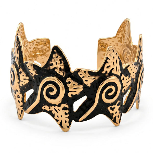 PAJURI Bracelet Anti-Tarnish Starfish Spiral Motif Cuff (Adjustable Size)