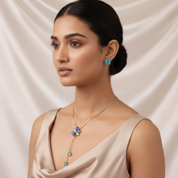 PAJURI Necklace Anti-Tarnish Crystal Set With Earrings