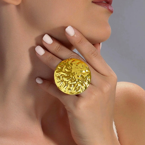 PAJURI Ring Anti-Tarnish Hammered Coin (Adjustable Size)