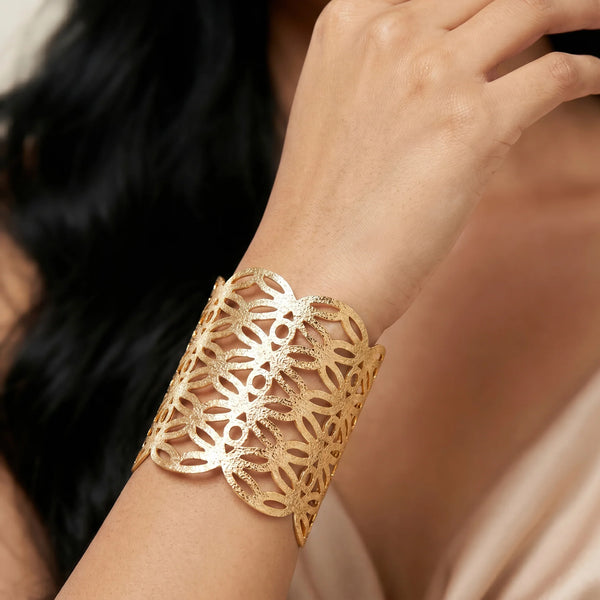 PAJURI Bracelet Anti-Tarnish Filigree Geometric Cutout Cuff (Adjustable Size)
