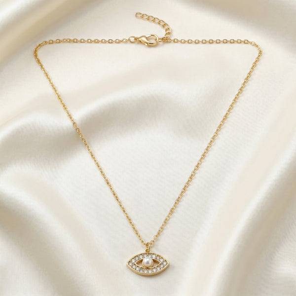 PAJURI Necklace Anti-Tarnish Evil Eye Pendant With Pearl Center
