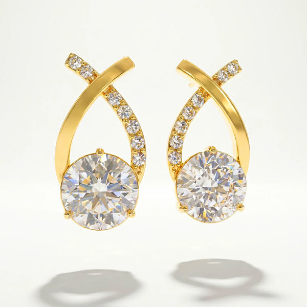 PAJURI Earrings Anti-Tarnish Crossover Teardrop Crystal Studs
