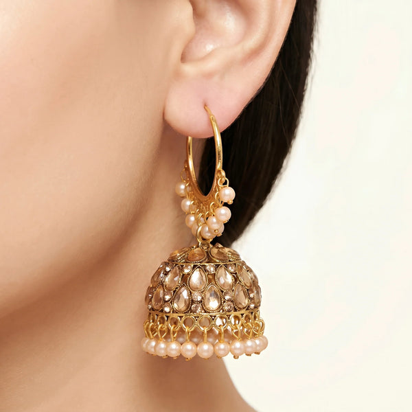 PAJURI Earrings Anti-Tarnish Hoop Jhumki Pearl