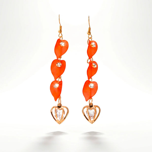 PAJURI Earrings Anti-Tarnish Red Leaf Drop Danglers