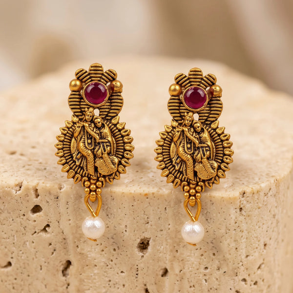 PAJURI Earrings Anti-Tarnish Radha Krishna Temple Dangles