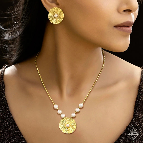 PAJURI Necklace Anti-Tarnish Golden Set With Earrings  Limited time deal