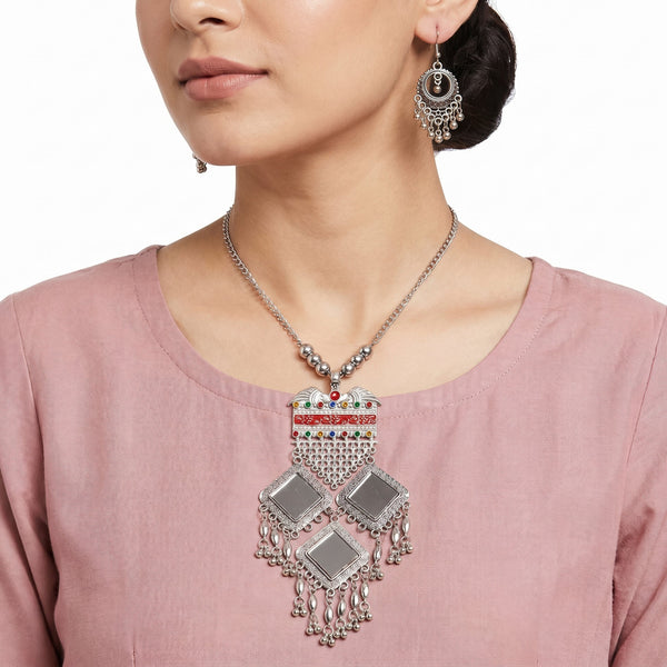 PAJURI Necklace Anti-Tarnish Oxidized Statement Set With Earrings