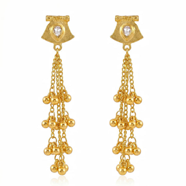 PAJURI Earrings Anti-Tarnish Extra-Long Kashmiri Teardrop Crystal Tops