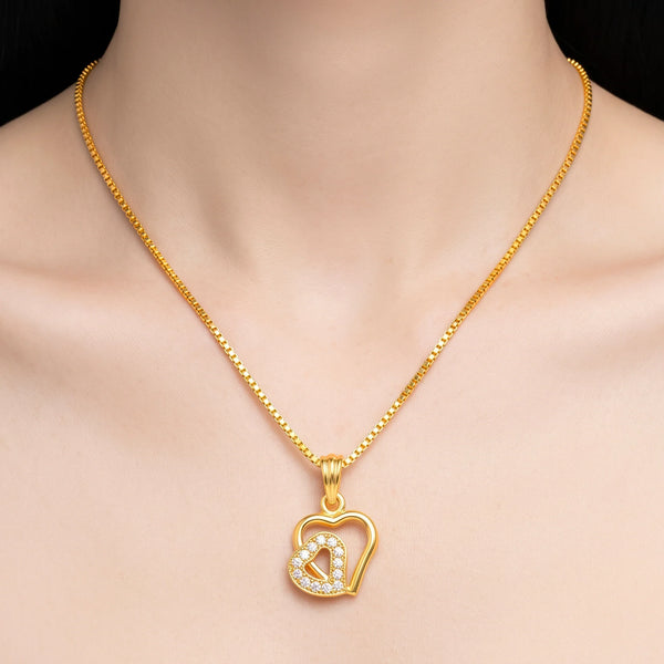 PAJURI Necklace Anti-Tarnish Double Heart Chain