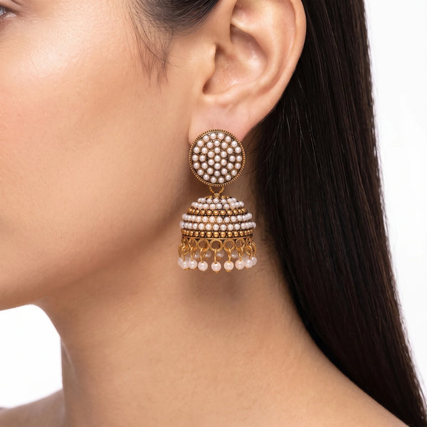 PAJURI Earrings Anti-Tarnish Traditional Pearl Jhumka