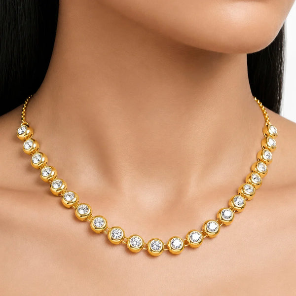 PAJURI Necklace Anti-Tarnish Gold Plated American Diamonds