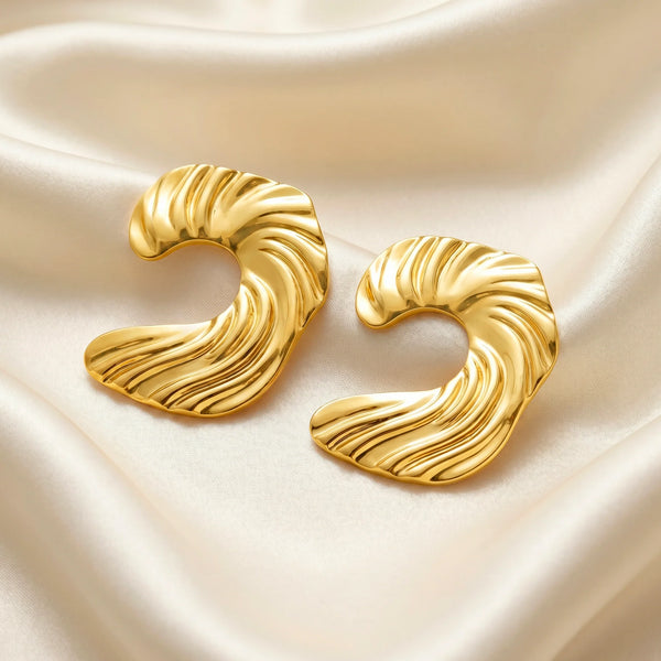 PAJURI Earrings Anti-Tarnish Wave-Inspired