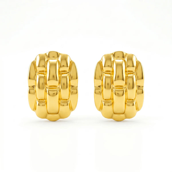 PAJURI Earrings Anti-Tarnish Textured Lattice Statement