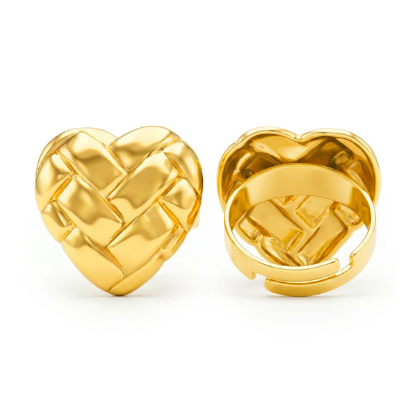 PAJURI Ring Anti-Tarnish Basket Weave Heart (Adjustable Size)